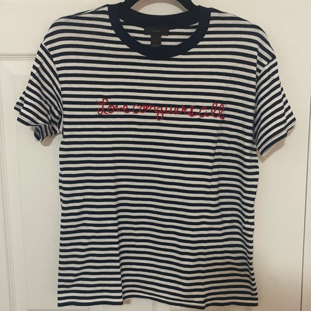 Navy stripe J. Crew Love Conquers All Tee